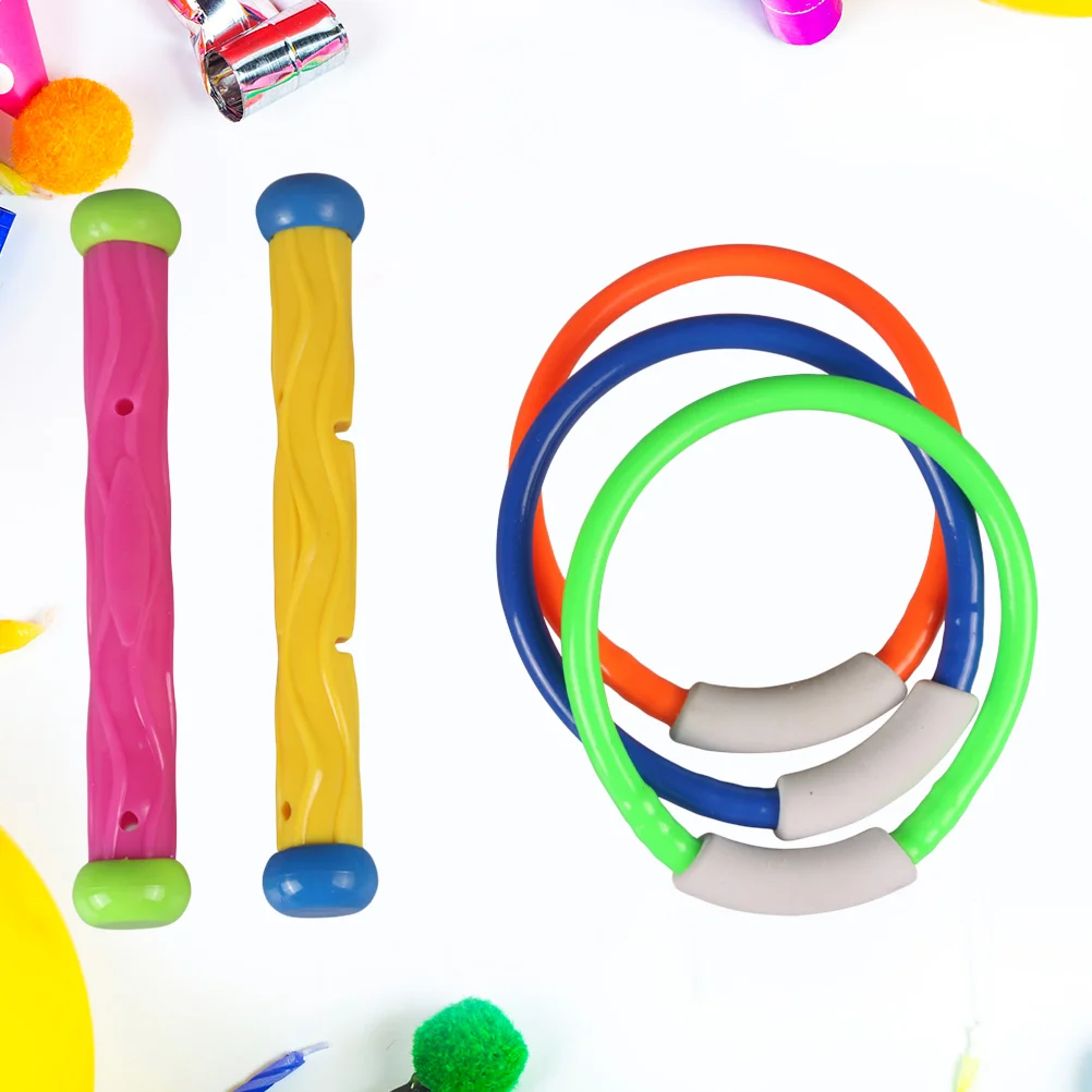 

5PCS Diving Pool Toys Set Swimming Dive Water Toys Underwater Ring Diving Sticks Outdoor Water Toys Set Kids Pool Toys for Fun