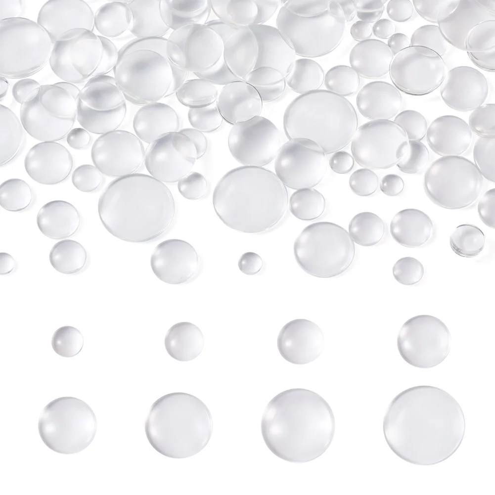 

160Pcs Transparent Glass Cabochons Clear Dome Cabochon for Cameo Photo Pendant Jewelry Making 7.5~20x5.5mm