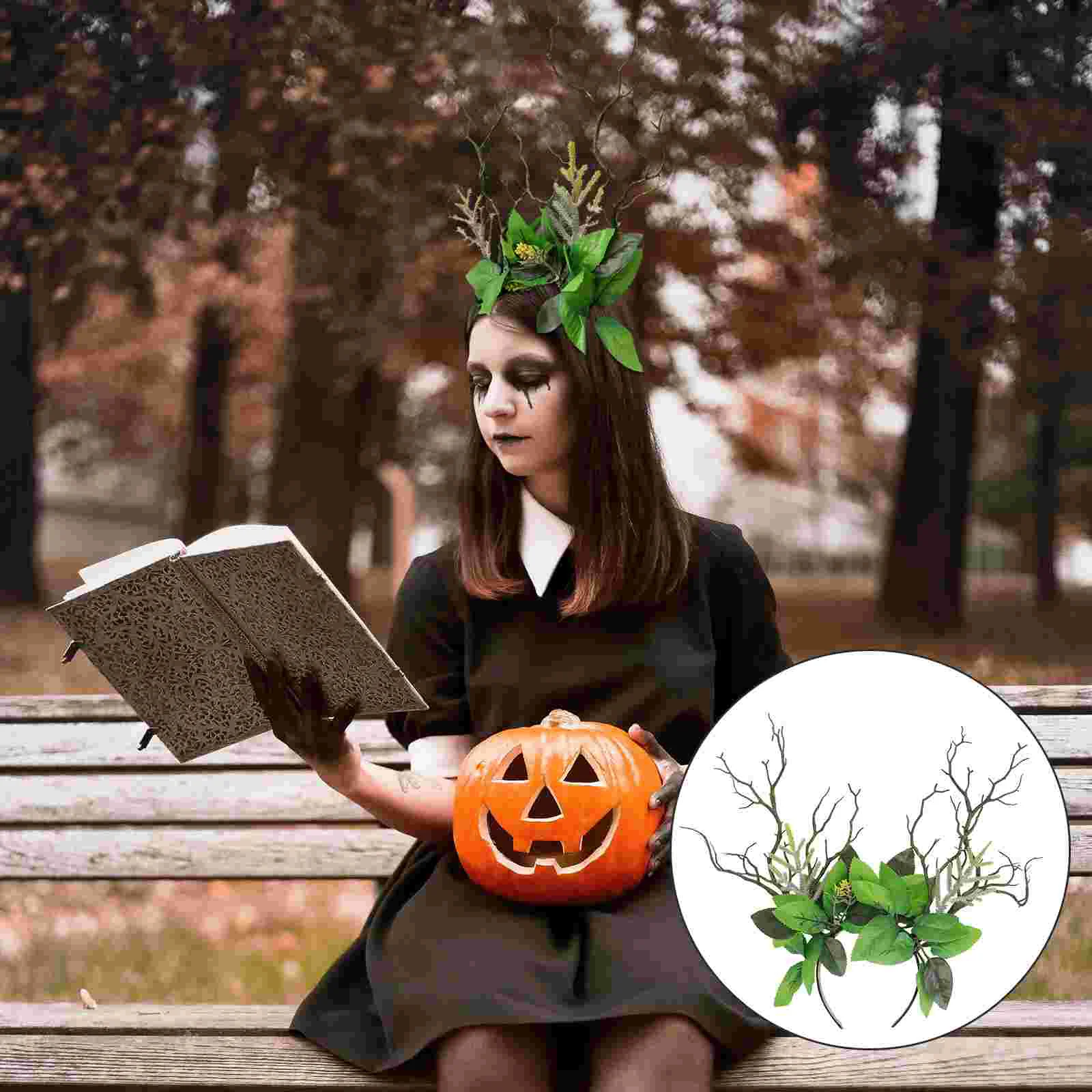 

Branch Leaves Headband Hairband Xmas Festival Hoop Decor Creative Party Halloween Supply Antler