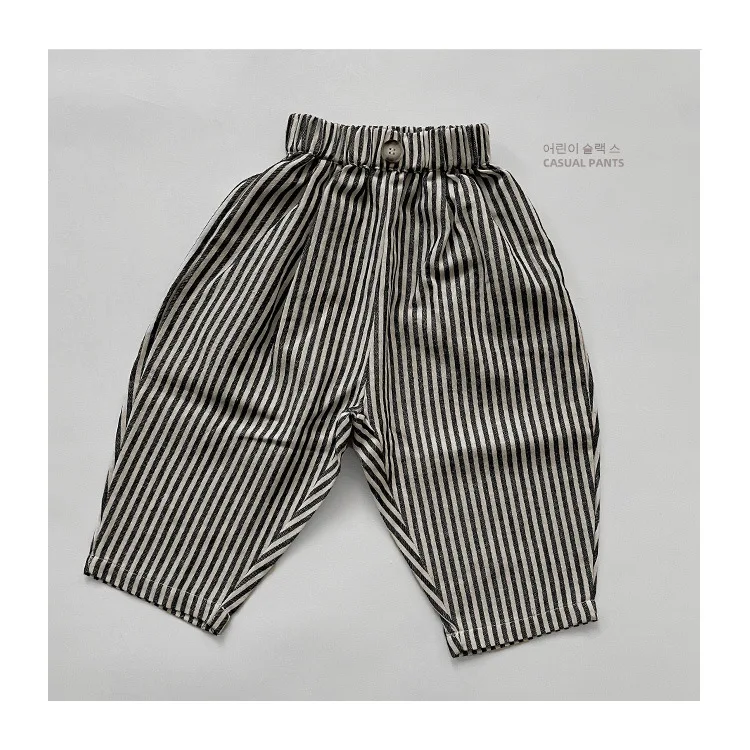 

Pants Elastic Waist Ankle Length Striped Fashion Modern Casual Soft Comfortable Popular Light Spring Children Unisex