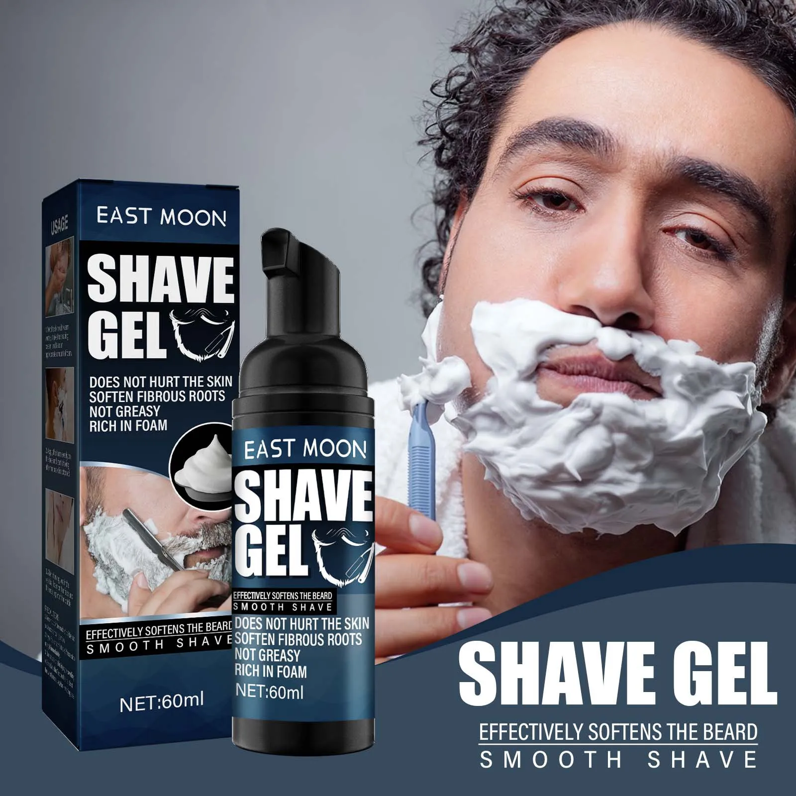 

60 мл крем для бритья высокого объема пена для бритья для мужчин мягкий освежающий крем для бритья и смягчения бороды