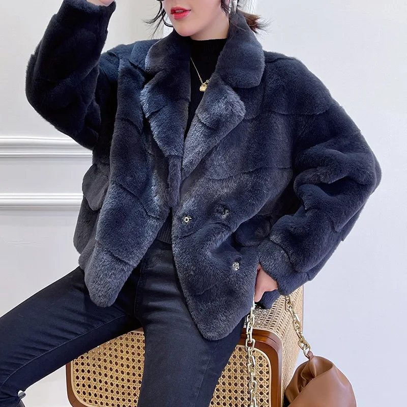 Real Mink Fur Coats Women Genuine Long Warm Fur Coat Ladies Winter Slim Lapel Collar Solid Outerwear Oversize Natural Fur Coats