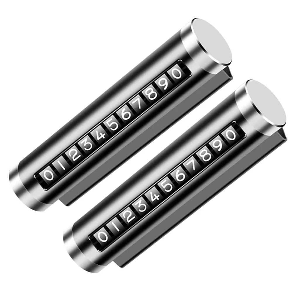 

2 Pcs Vehicle Accessories Car Telephone Number Plate Supply Metal Flip Temporary Dashboard Parking