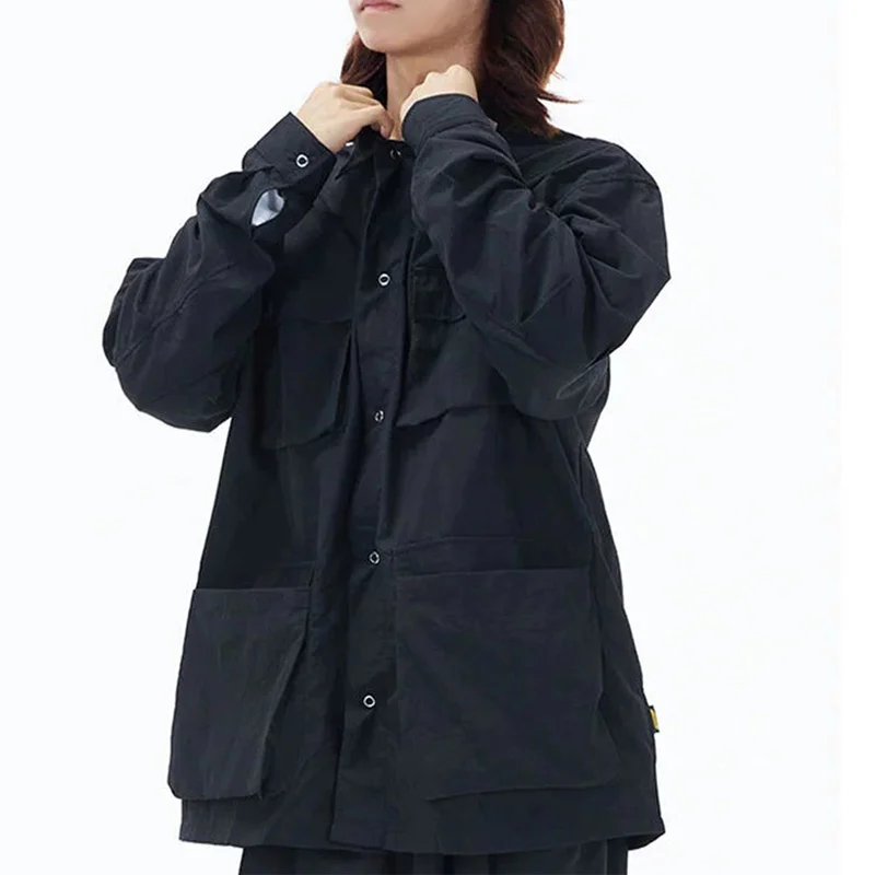 Vintage Oversize Army Green Black Coat Streetwear Spring Male