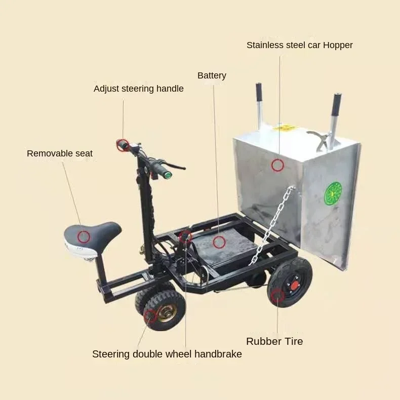 Электрический трехколесный велосипед для разведения из нержавеющей стали