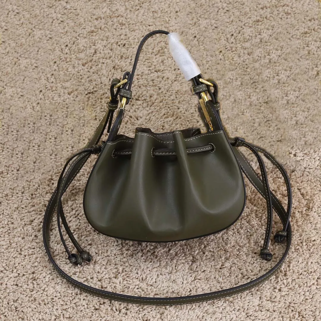 

2022 New Fashion Premium Quality Designer Drawstring Shrink Leather Ladies One Shoulder Messenger Bag Tote Shopping Bag