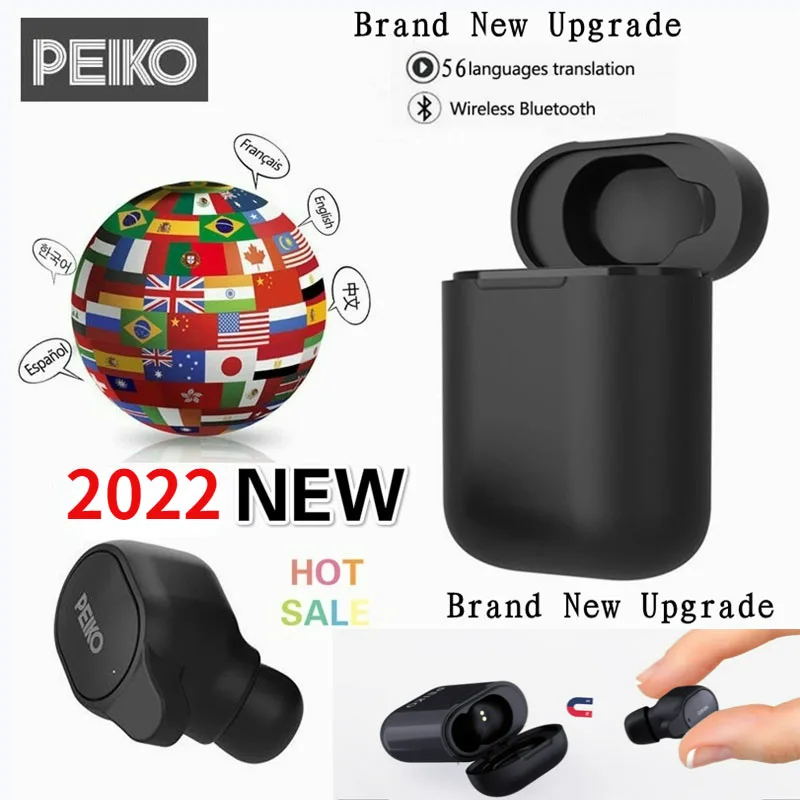 

New Translator Earbud Wireless Travel Business Headset 50+ Languages Bluetooth 5 Off-line Translation Voice Assistant Backend