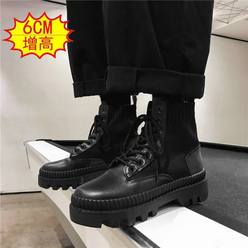 

short Boots British Style Autumn and Winter New Men's High Help Thick Soled short Boots British Outdoor Retro Work Boots