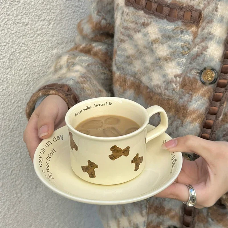 Керамическая кружка и блюдце Kawaii Bear