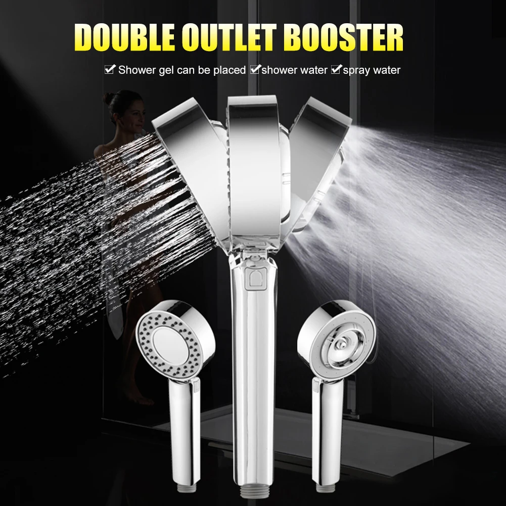 

Double-sided Dual Function Shower Head Water Saving Round ABS Chrome Booster Bath Shower High Pressure Handheld Hand Shower