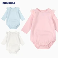 minizone newborn jumpsuit baby girl long sleeve shorts romper spliced ruffle romper