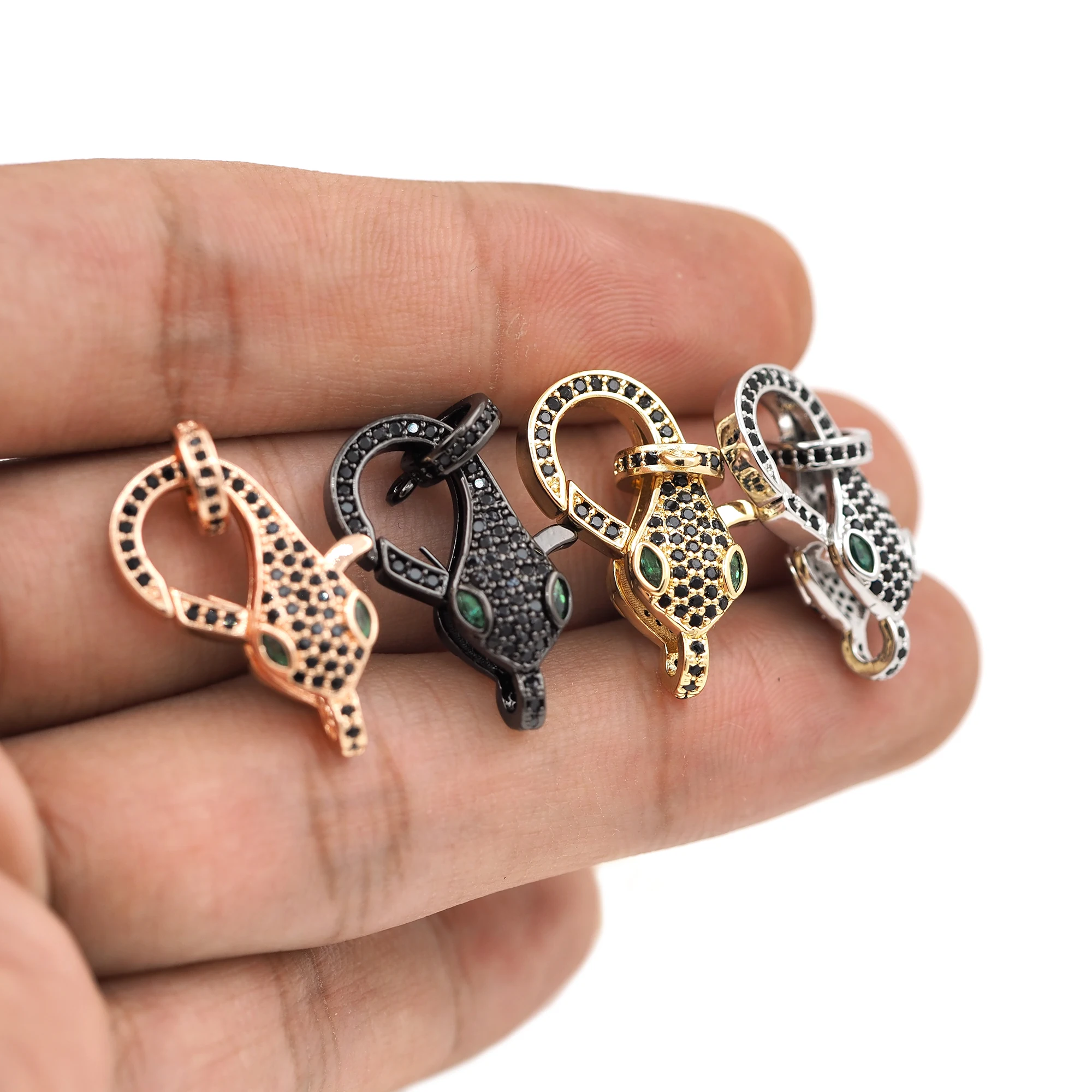 Золотая розовая серебряная черная пряжка-карабин соединитель для ожерелья