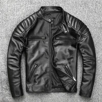 2022 new top layer 100 cowhide leather jacket mens stand collar motorcycle clothes youth autumn and winter large size clothes