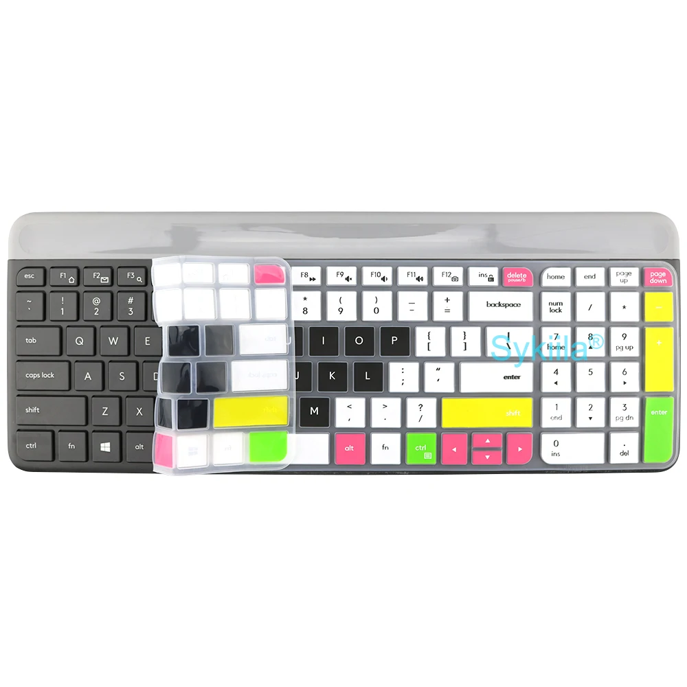MK470 Keyboard Cover for Logitech MK470 K470 K580 Wired Set Silicone Protector Skin Case Film English Colorful Black Accessories images - 6