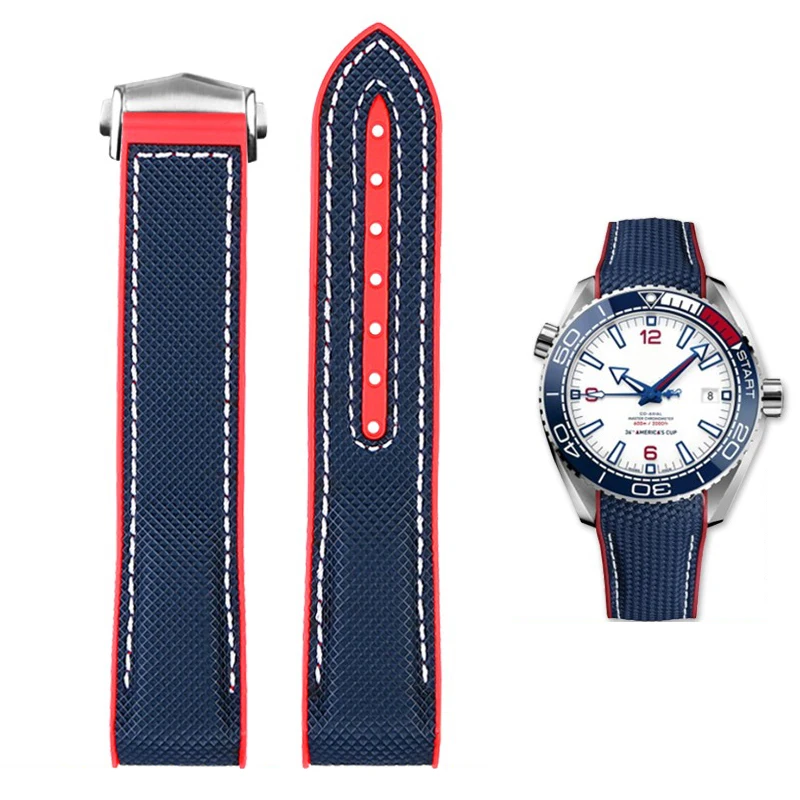 

Ремешок нейлоновый для часов Omega Seahorse 215,32 OCEAN Universe Super 600 America Cup, водонепроницаемый браслет ограниченного выпуска, 20 22 мм