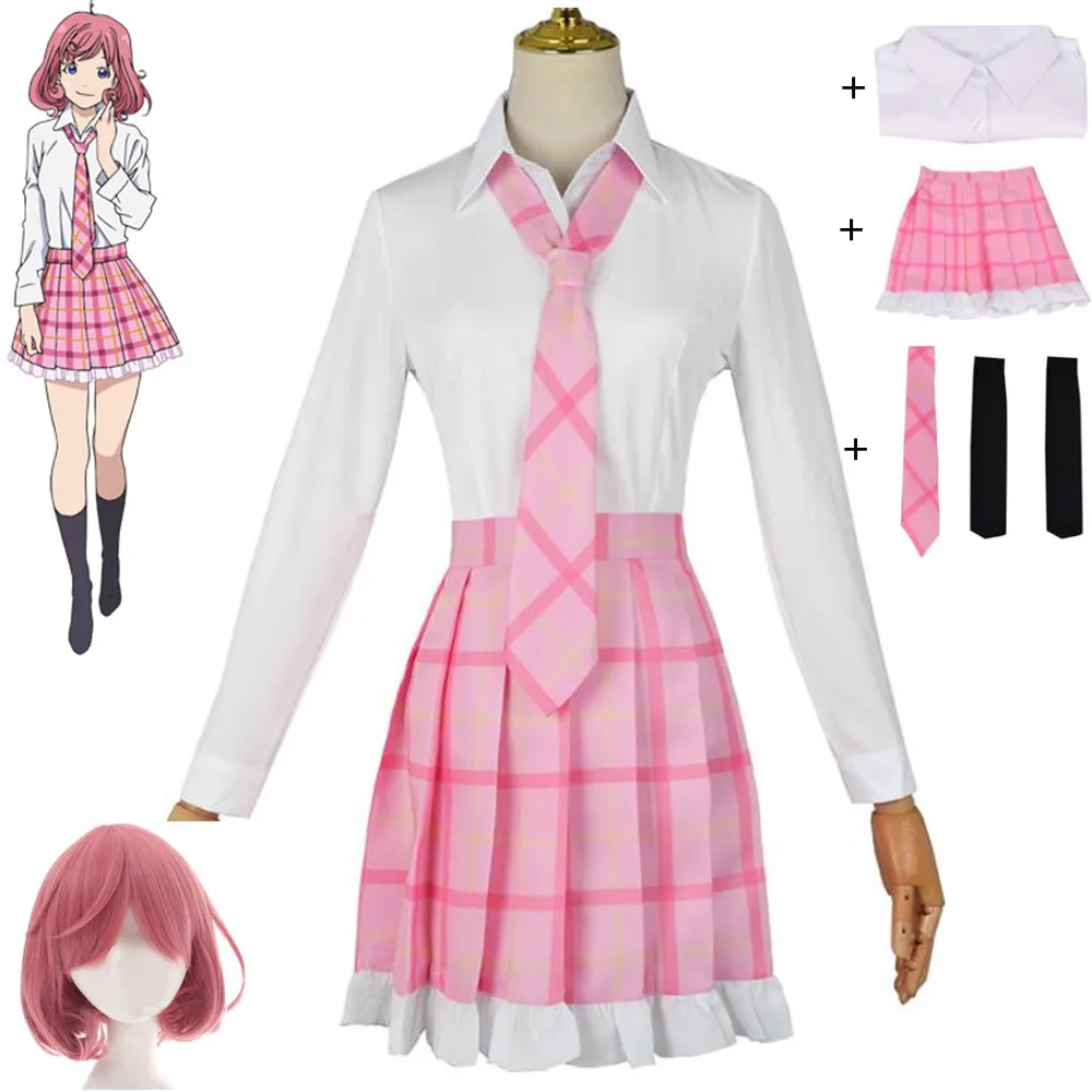 

Ebisu Kofuku Cosplay Costume Anime Cartoon Noragami God of Poverty Adult Man Woman Halloween Pink School JK Uniform Suit Wig