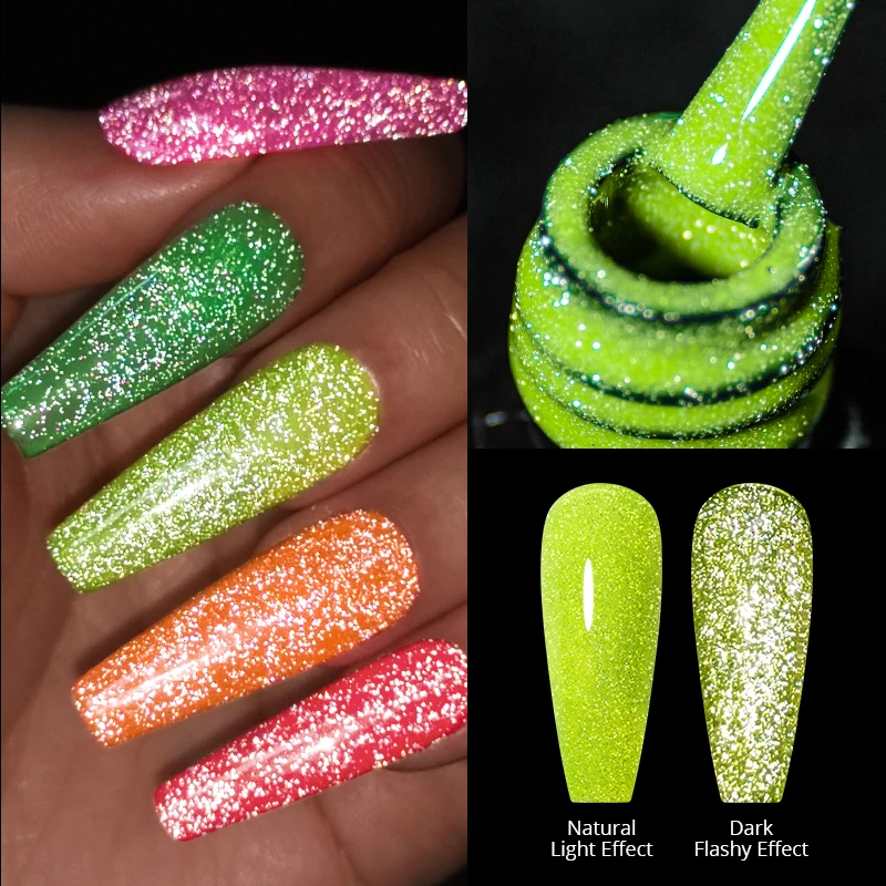 

MTSSII 7ML Reflective Glitter Gel Nail Polish Neon Fluorescent Color Sparkling Sequins Nail Art Manicure Soak Off UV Gel Varnish