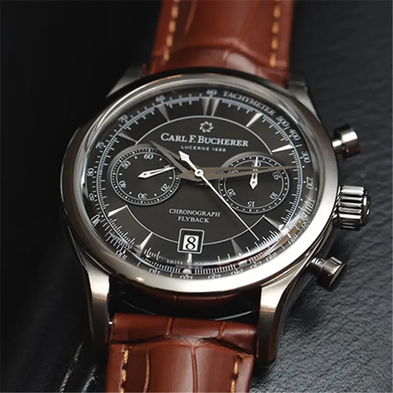

New Carl F. Bucherer Watch Malilong Series Multifunctional Fashion Chronograph Top Leather Strap Quartz Men's Watch AAA Clock