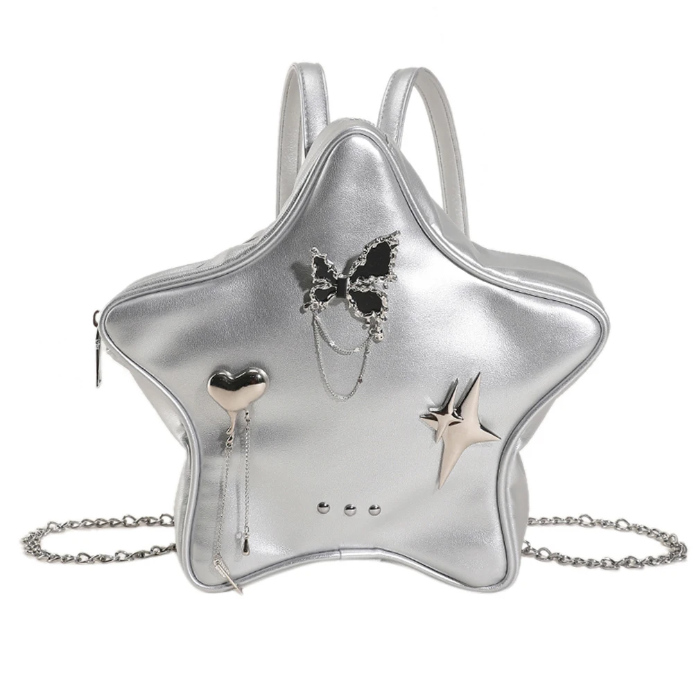 

Girl Shoulder Student Bag Large Capacity Star Carrying Bag Solid Lightweight Kawaii PU Leather Travel Bag Casual Daypack