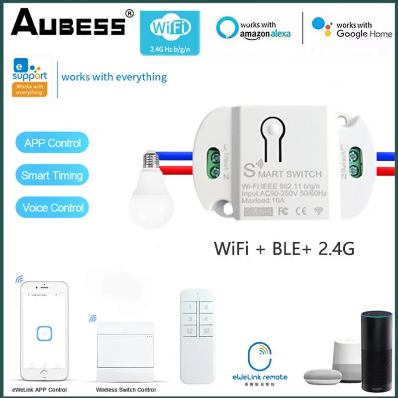 

AUBESS 10A Module Wifi Light Switch Wireless APP Remote Control Switch Smart Home Electrical Switches EWeLink Automation Modules