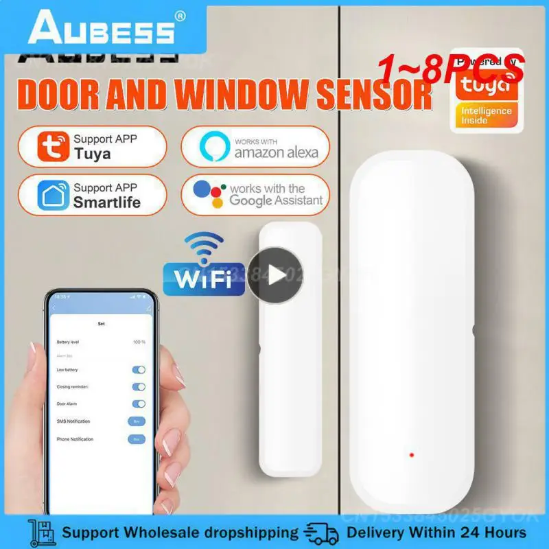 

Смарт-датчик двери Tuya Wi-Fi/Zigbee, инфракрасный датчик открытия и закрытия дверей, охранная система, управление через приложение, 1-8 шт.