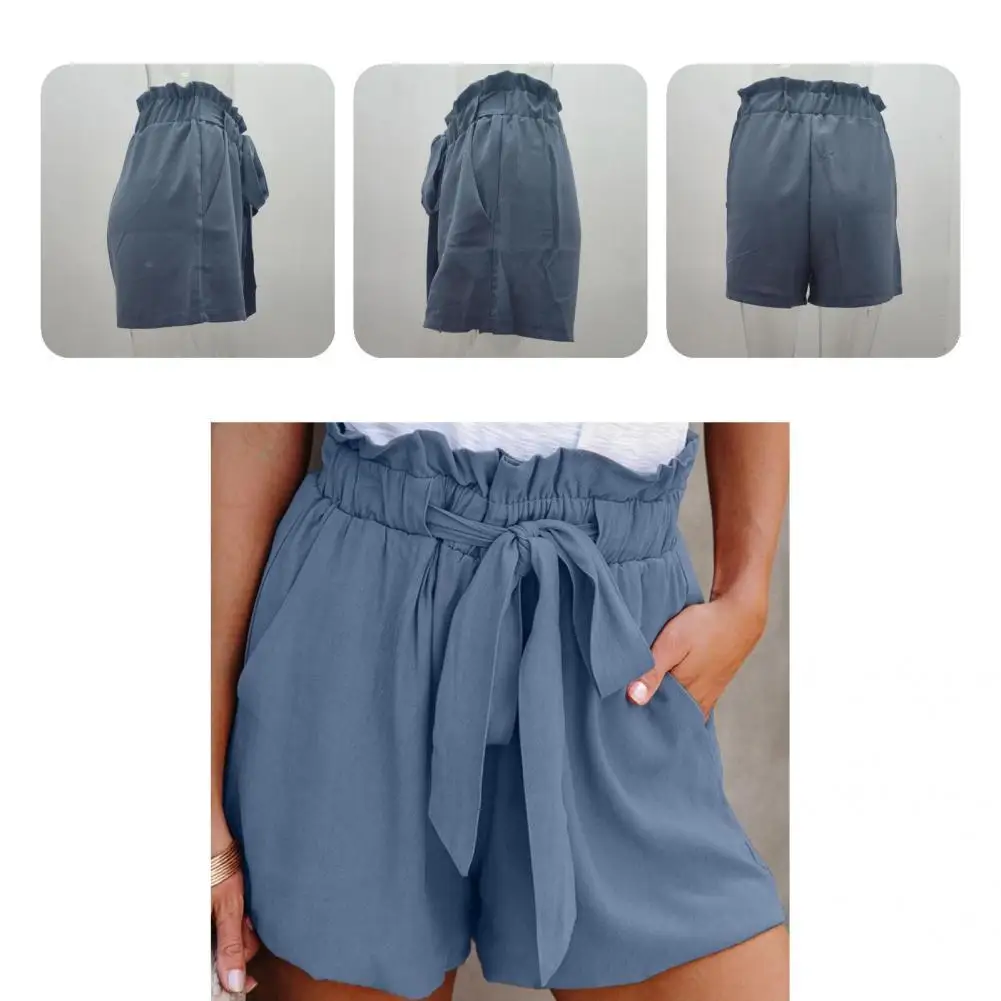 

Popular Sports Shorts All Match Ladies Women Shorts Pure Color Bow Shorts