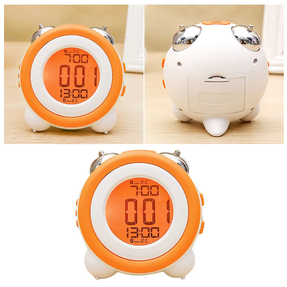 

Electronic Alarm LED Mute Stereo Loud Simple Double Bell Clock for Children (Orange)