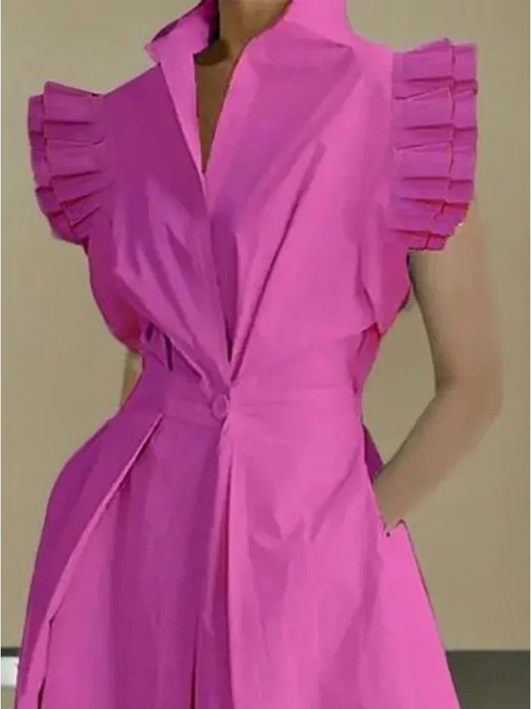 UOOZEE женское модное однотонное плиссированное платье трапециевидной формы с