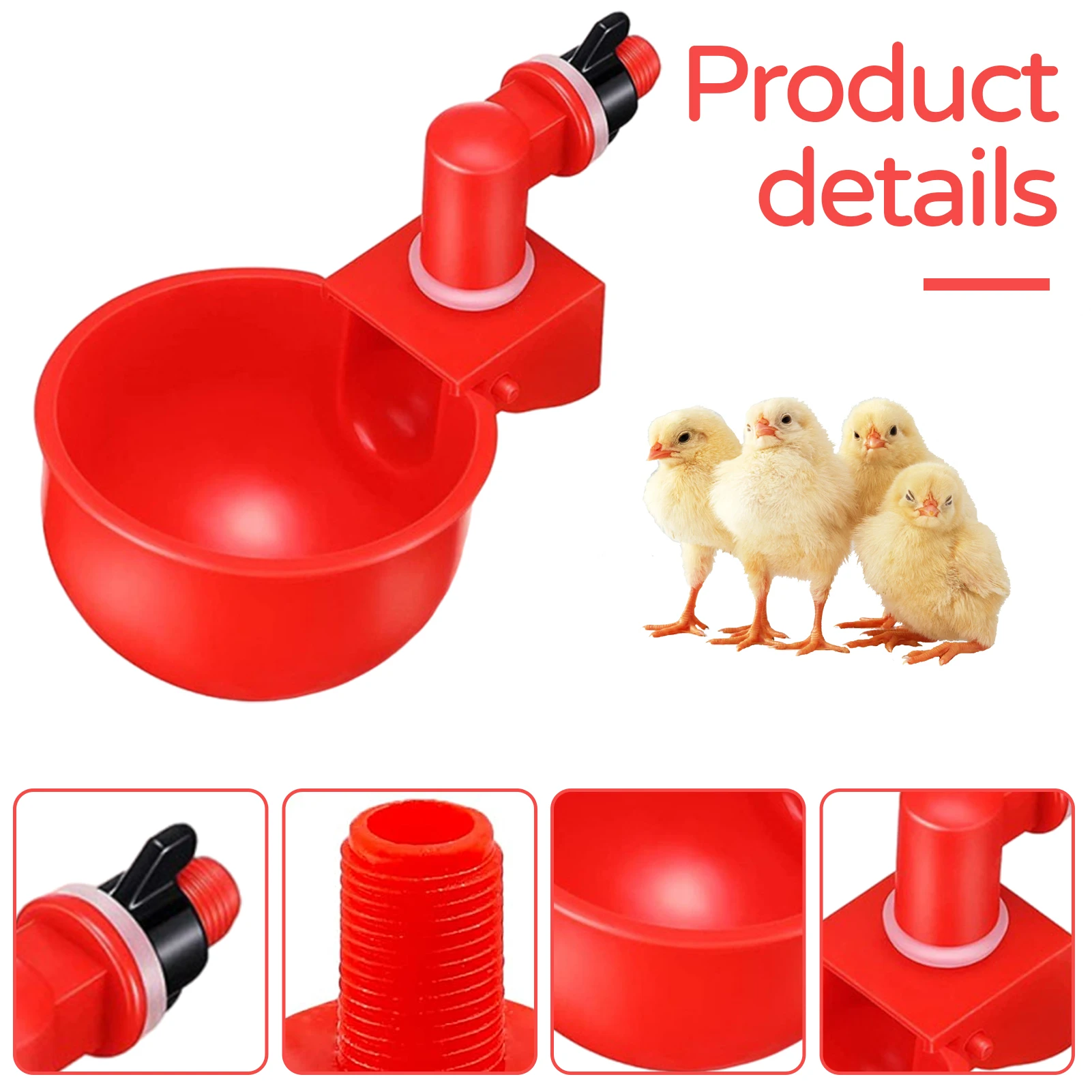 

6pcs Automatic Chicken Water Cup Bowl Kit Farm Coop Poultry Waterer Drinking Water Feeder for Chicks Duck Goose Turkey Quail