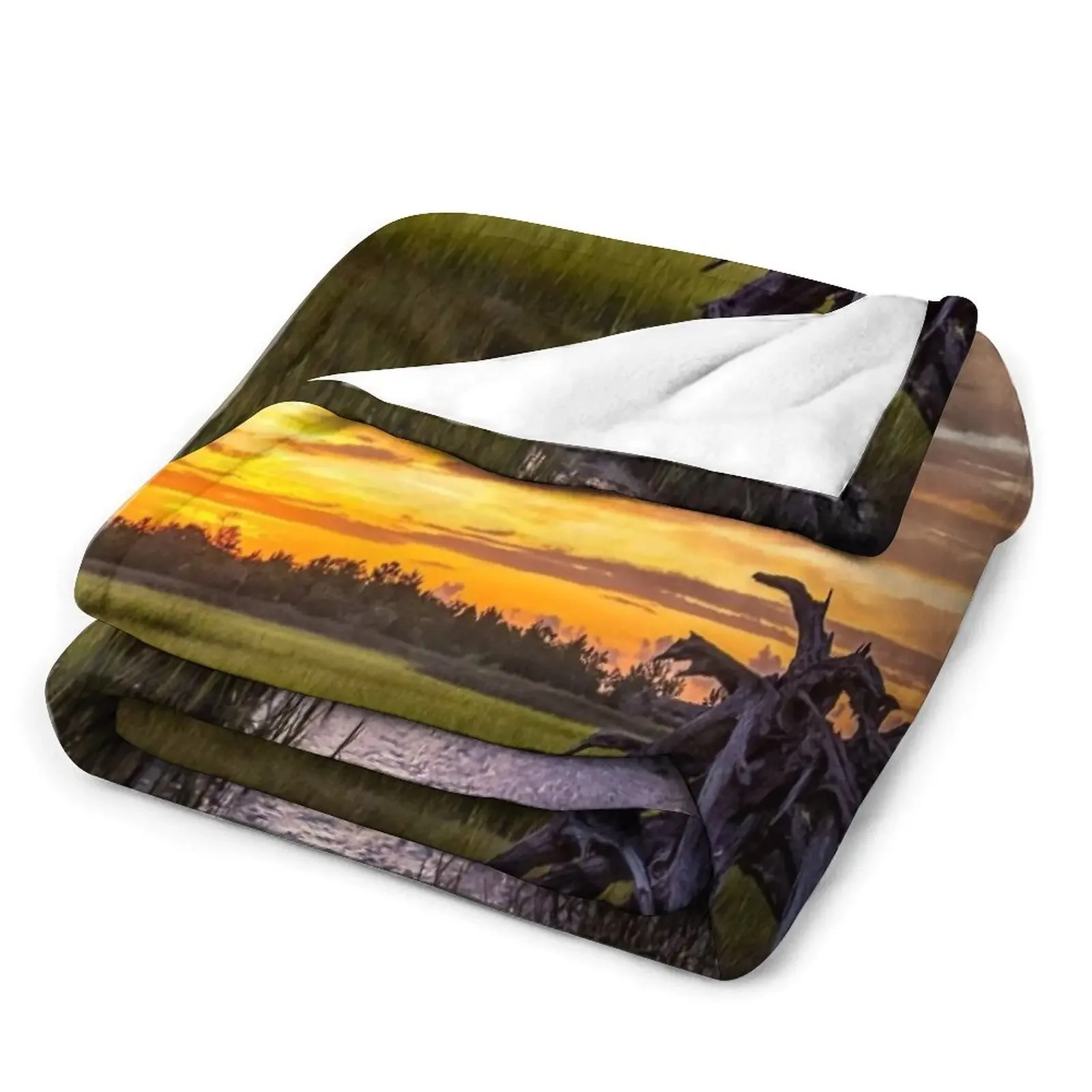 Одеяло Lowcountry из соленой болоты на закате в Южной Каролине тонкие покрывала для