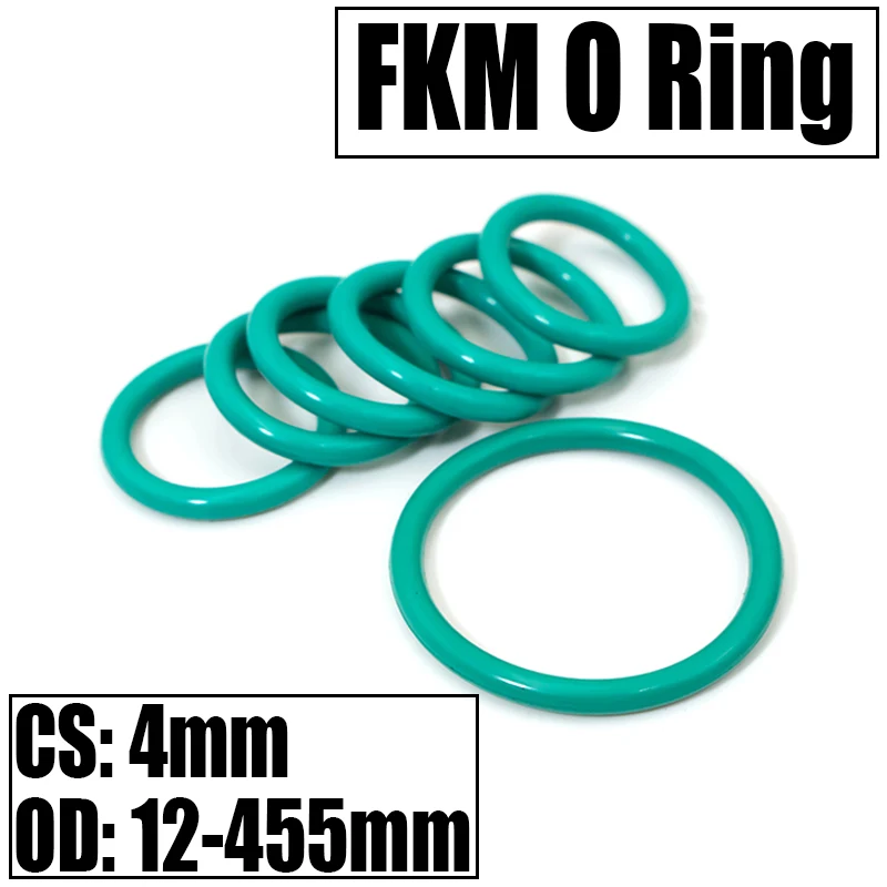 

1-5PCS FKM O Ring Seal Gasket Thickness CS 4mm OD 12-455mm Oil/High Temperature Resistance Washer Fluorine Rubber Spacer
