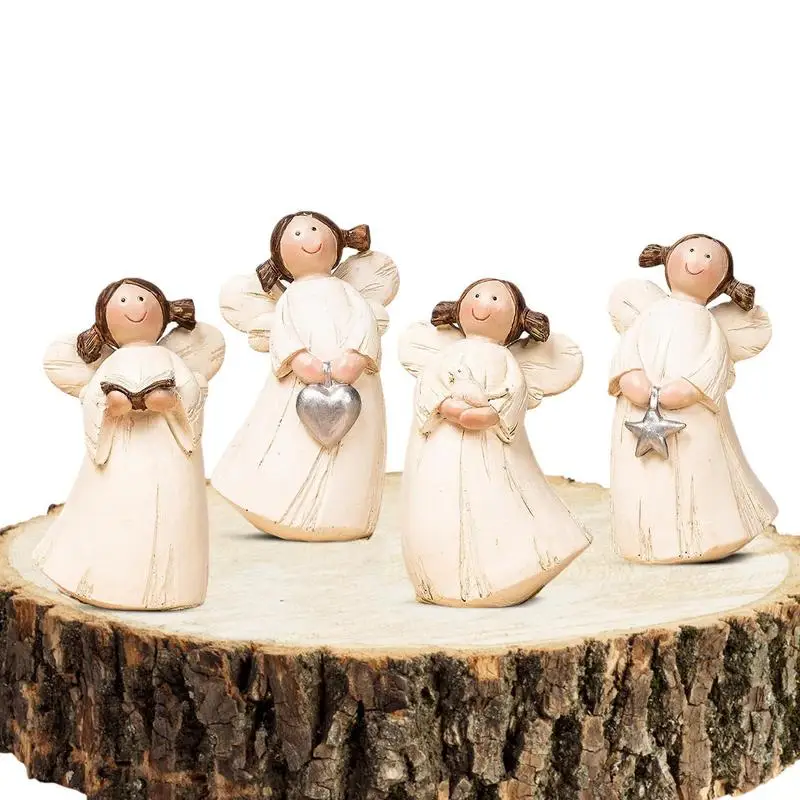 

4 шт., статуэтка ангела, статуэтка, украшения ангела для гостиной, настольные милые полимерные поделки