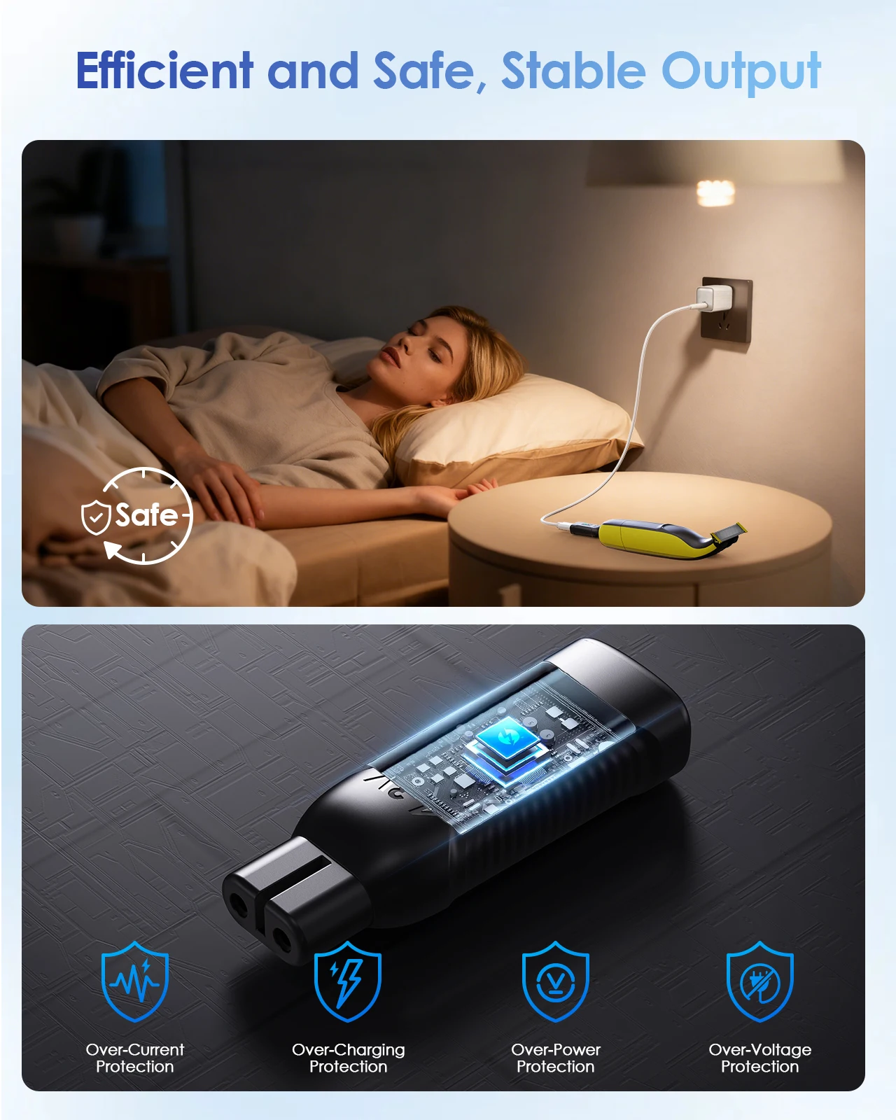 Адаптер-конвертер для зарядки электробритв Philips OneBlade QP2510QP2515QP25202620, 4.3V, Type-C, улучшенная версия, блок питания для электробритвы (art.: 3920d8d91ef78) - 3920d8d91ef78