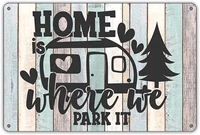 funny home where we park it metal tin sign wall decor farmhouse rustic camping signs with sayings for home garage yard decor