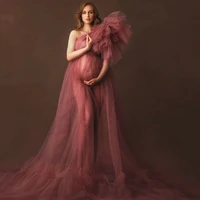 yipeisha one shoulder maternity evening dresses simple soft tulle photography dress for pregnant woman custom made party gown