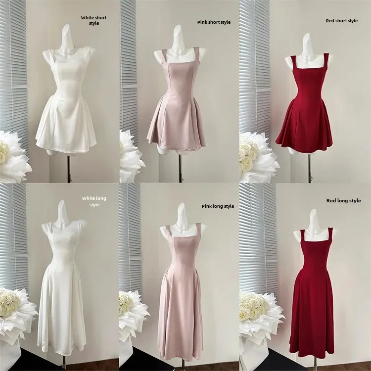 Temple Mansion Платье-майка во французском стиле с тысячей талии Зеленое укороченное