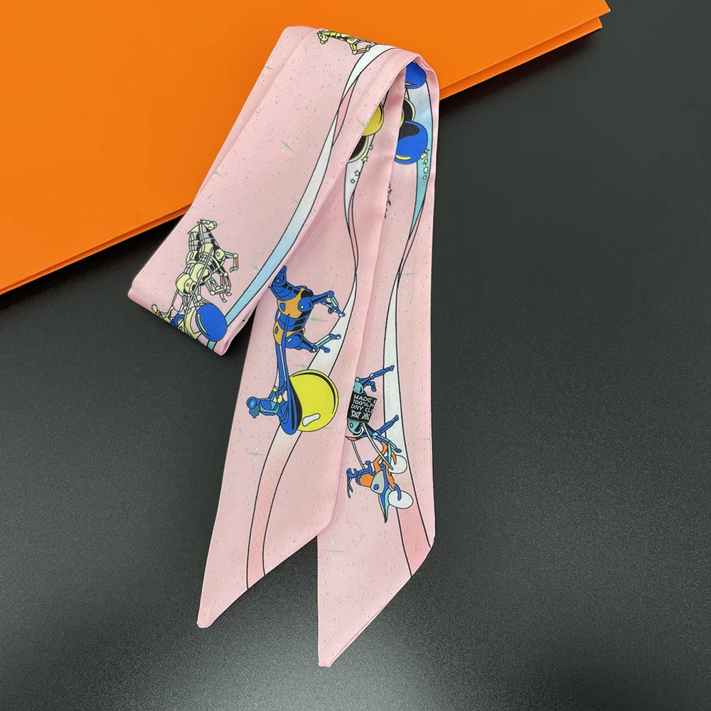 Маленький шелковый шарф для женщин новинка Сумка с принтом и ручками ленты