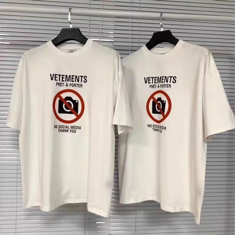 

2023 2023ss Vetements T-Shirt Men Women 1:1 Oversized NO SOCIAL MEDIA THANK YOU T Shirt Tops White Print Letter Tee VTM