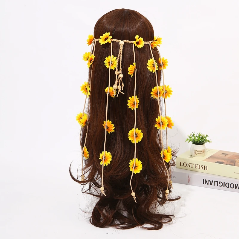 

1PC Bohemian Feather Headband Scrunchies Elastic Hair Bands Women Girl Weaving Hair Accessories Hair Rope Gum Rubber Band