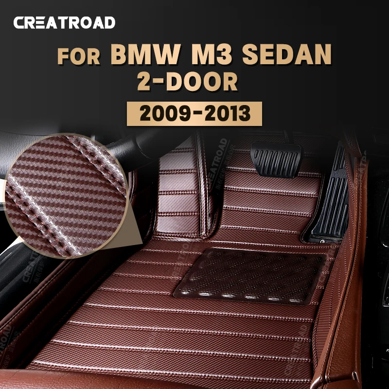 

Custom Carbon Fibre style Floor Mats For BMW M3 Sedan 2-Door 2009-2013 10 11 12 Foot Carpet Cover Auto Interior Accessories inte