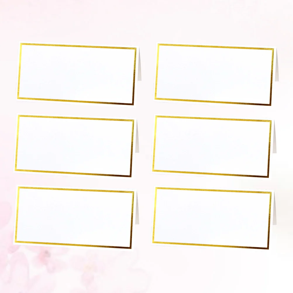 

50 шт. настольные визитки, простые пустые визитки для свадьбы, помолвки, фотобанкета (белый с позолотой)