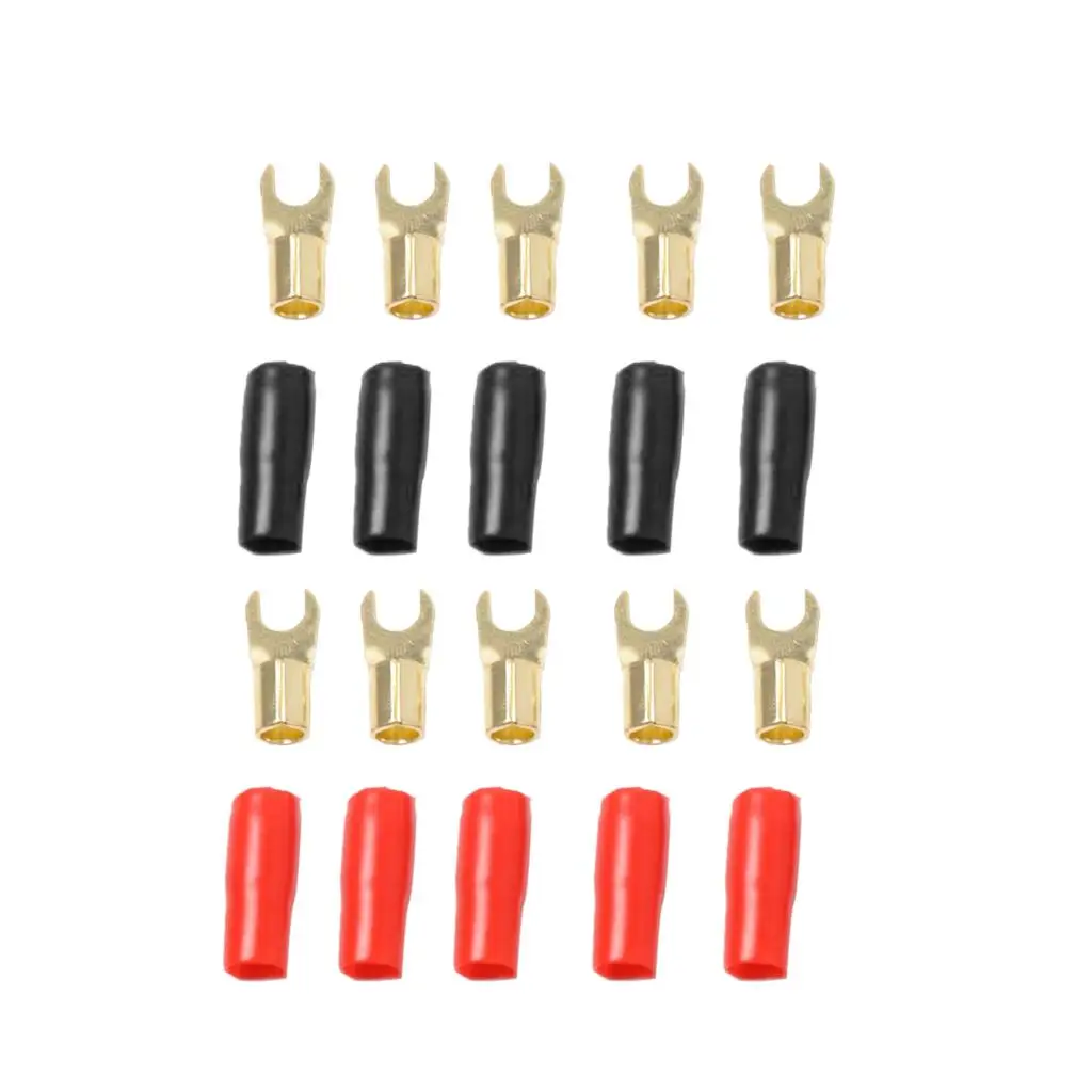 

3X 5 Pairs 8 AWG Car Audio Wire Fork Terminal Connector Brass