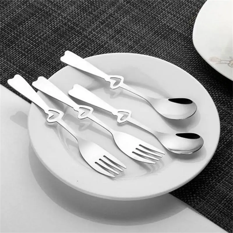 

Heart-shaped Stainless Steel Fork Spoon Silver Cutlery Set For Kitchen Dinnerware Knife Fork Spoon Set Tableware Of Dishes