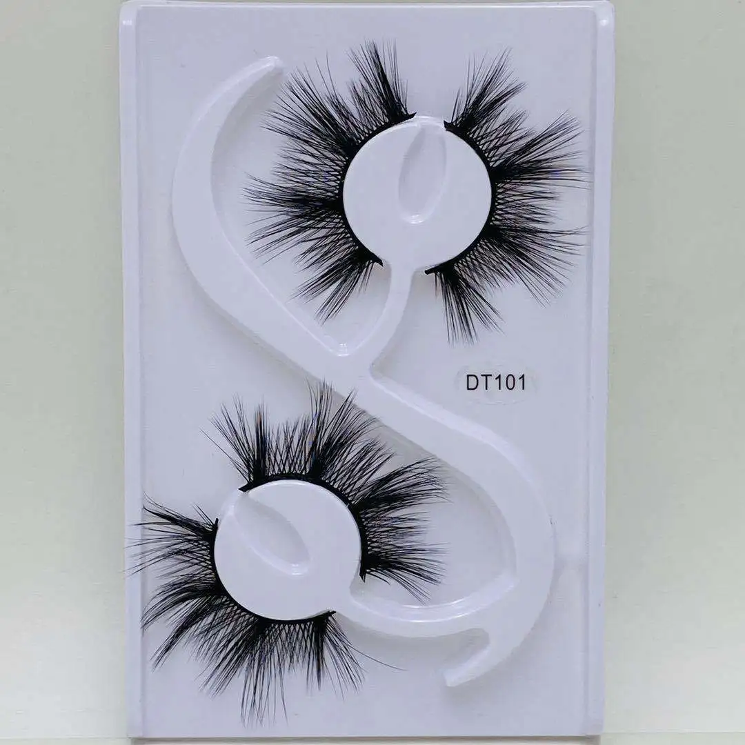 

False Eyelashes 2 Pairs 15-19mm Thick Multilayer 3D Eye Lashes Fake Strip Natural Fluffy Messy Curled Lash Dense Makeup Handmade