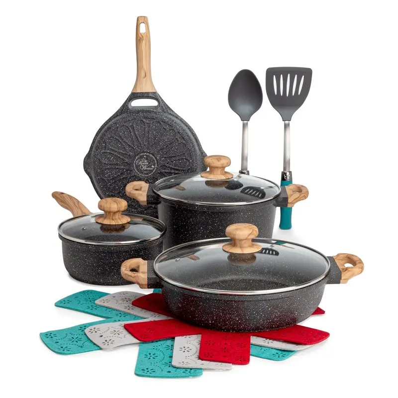 

Prairie Signature 12-Piece Cast Aluminum Cookware Set, Charcoal Speckle