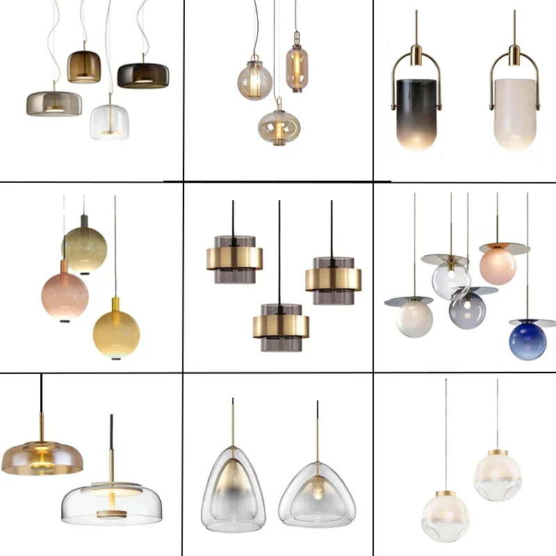 

Nordic Simple Light Luxury Restaurant Bar Chandelier Hotel Bedside Creative Single-Head Glass Pedant Lamp