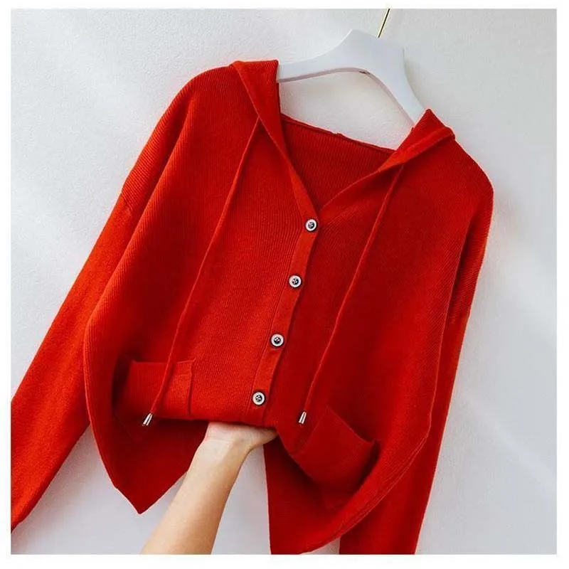 

Женский винтажный осенний Длинный Облегающий свитер H524 на пуговицах, кардиган с капюшоном, кардиган с рукавами, повседневное зимнее женско...