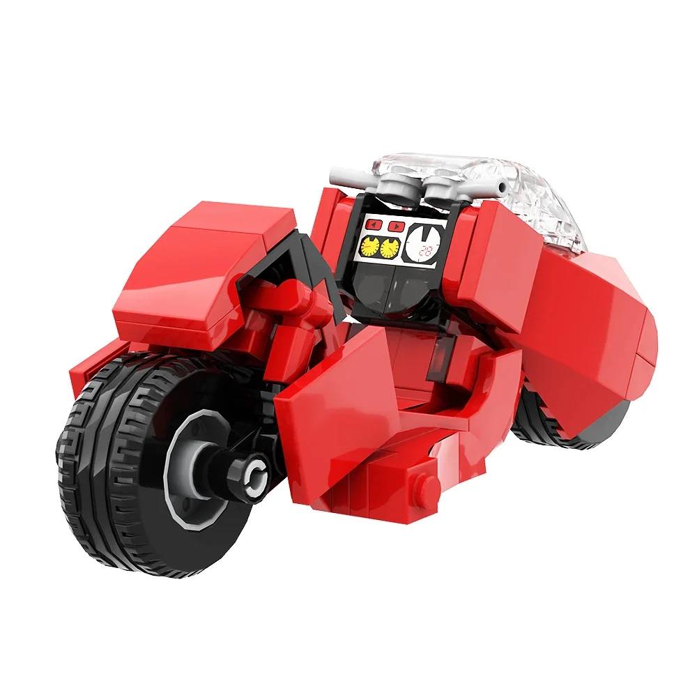 Красные мотоциклетные строительные блоки MOC AKIRA Kaneda's Bike Red VESPA Гоночный