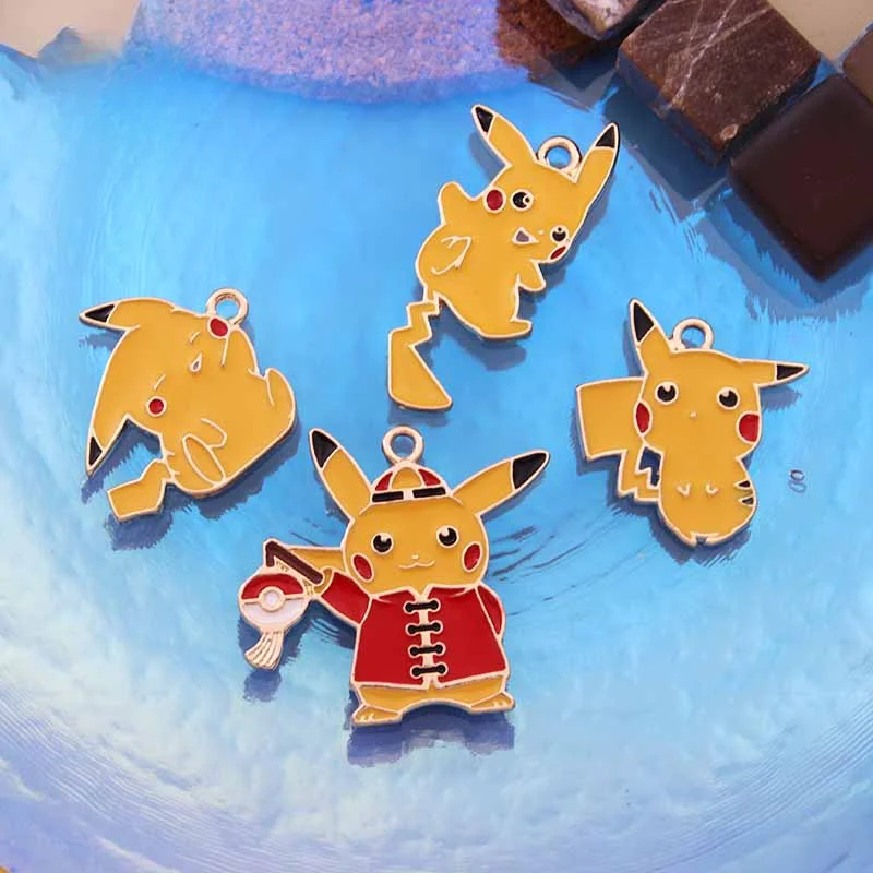 

10PCS Pokémon Pikachu DIY Cartoon Anime Cute Drip Oil Earrings Pendant Bracelet Necklace Jewelry Accessories Handmade Materials