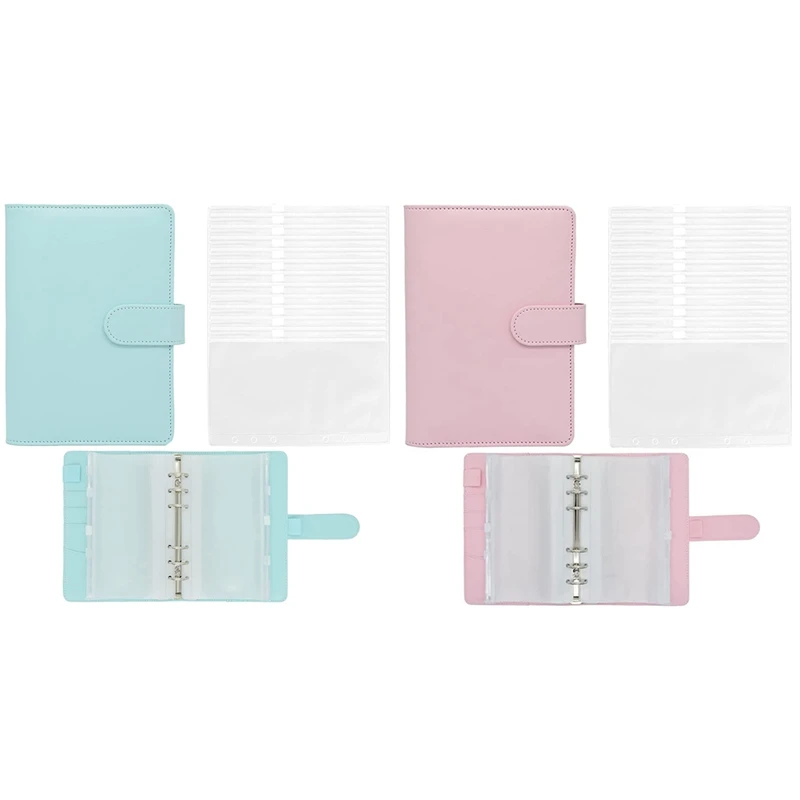 

2 Set A6 Binder Pockets,Can Be Filled With 6 Round Binder Sets, For Personal Planning Notepads, Blue & Purple